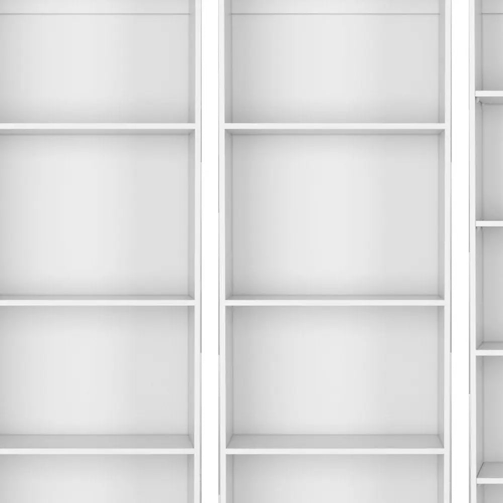 Set of Three White Wood Thirteen Tier Modular Bookcase HomeRoots