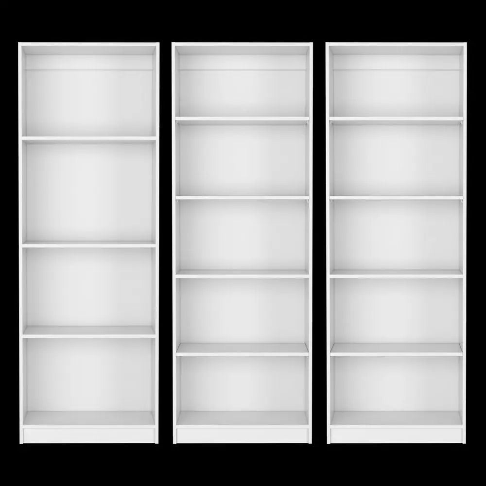 Set of Three White Wood Fourteen Tier Modular Bookcase HomeRoots