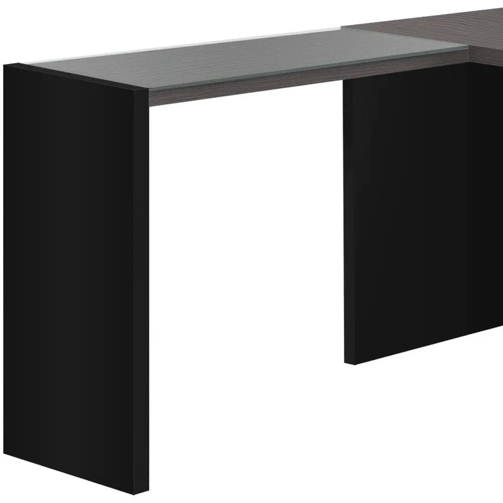 55" Gray and Black L Shape Computer Desk With Three Drawers - NOBLE HOME INTERIORS