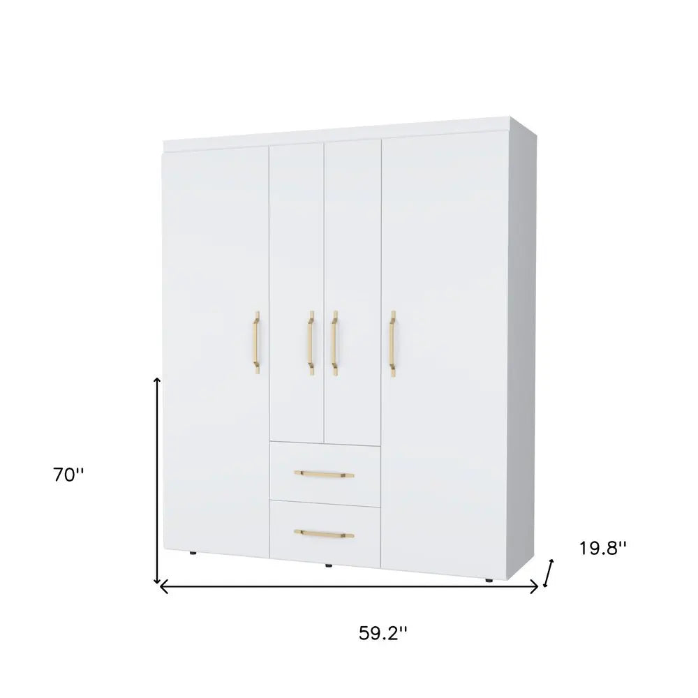 59" White Two Drawer Combo Dresser HomeRoots