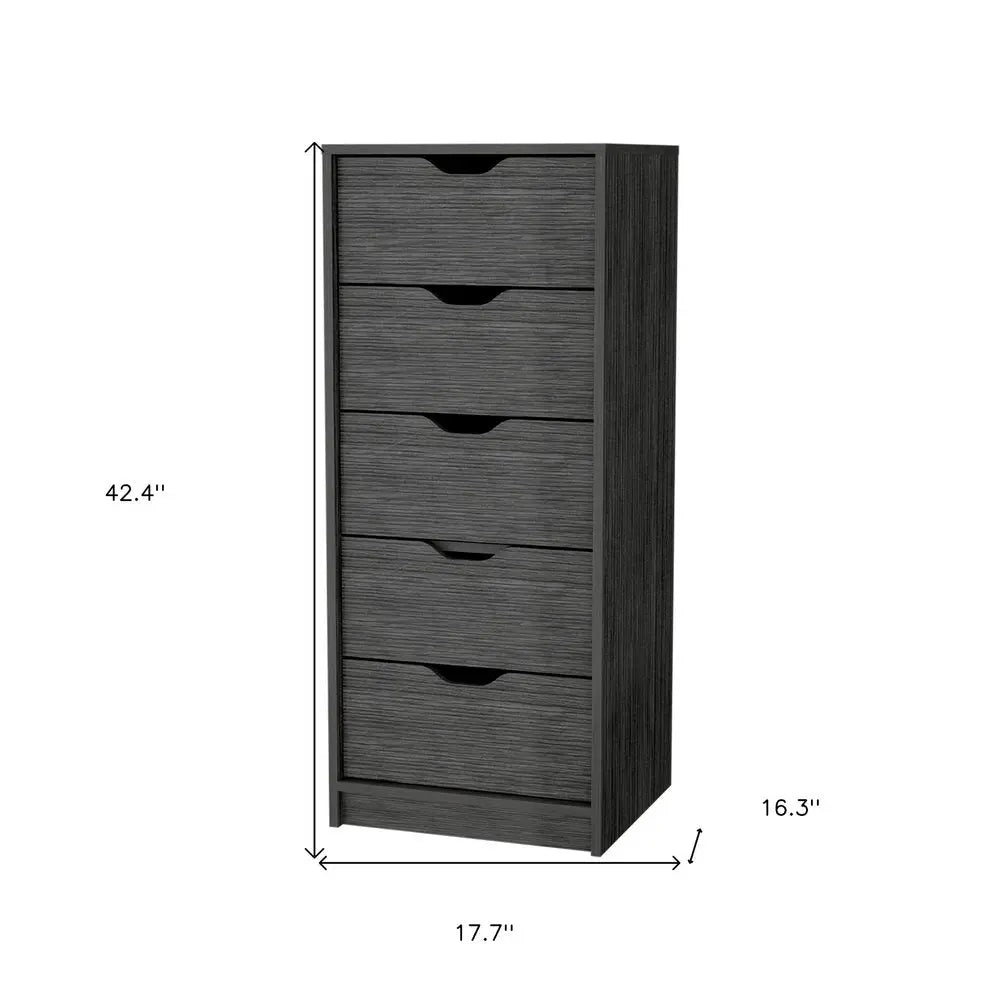 18" Gray Five Drawer Standard Chest HomeRoots