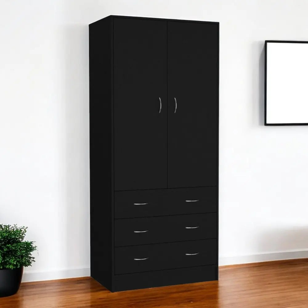 71" Black Two Door Three Drawer Combo Dresser HomeRoots