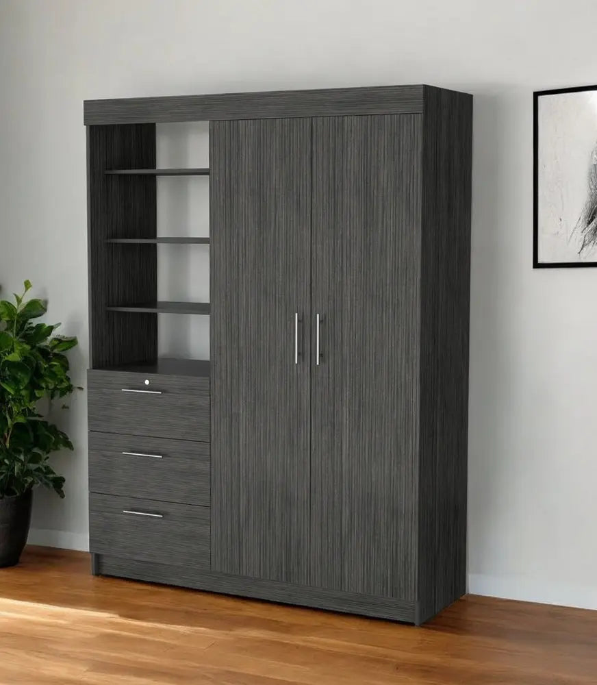 59" Gray Three Drawer Combo Dresser HomeRoots