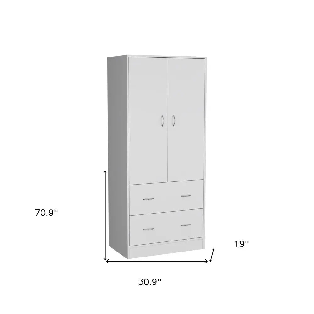 71" White Two Door Two Drawer Combo Dresser HomeRoots
