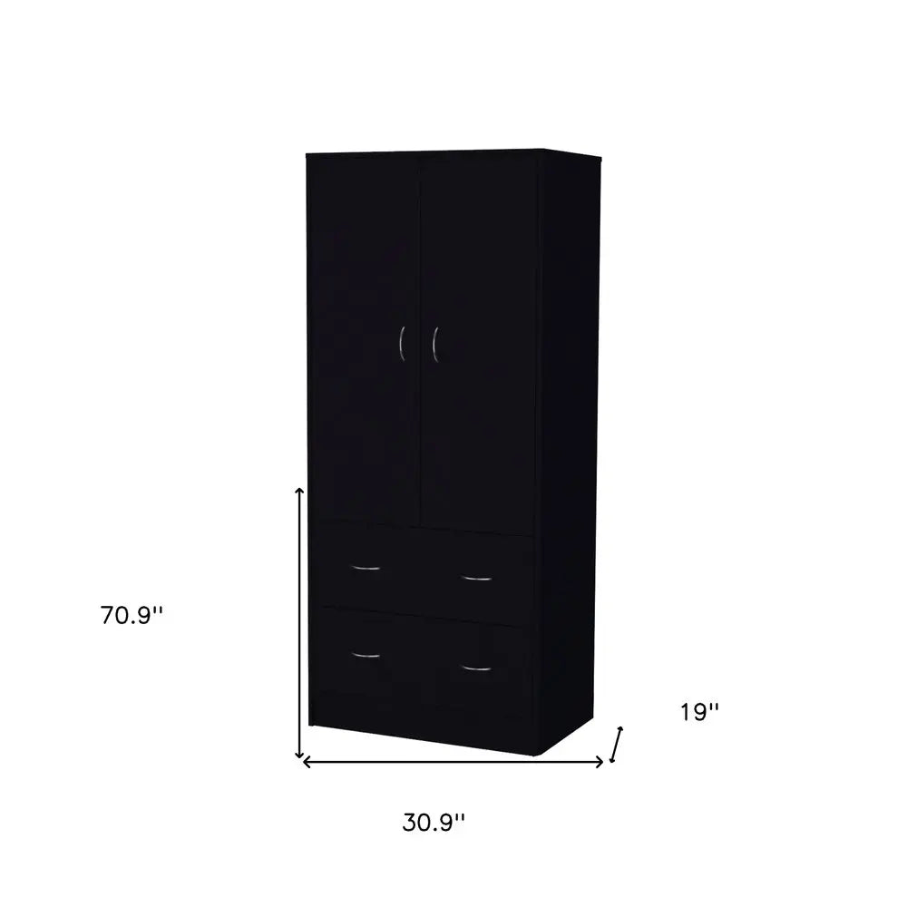 71" Black Two Door Two Drawer Combo Dresser HomeRoots