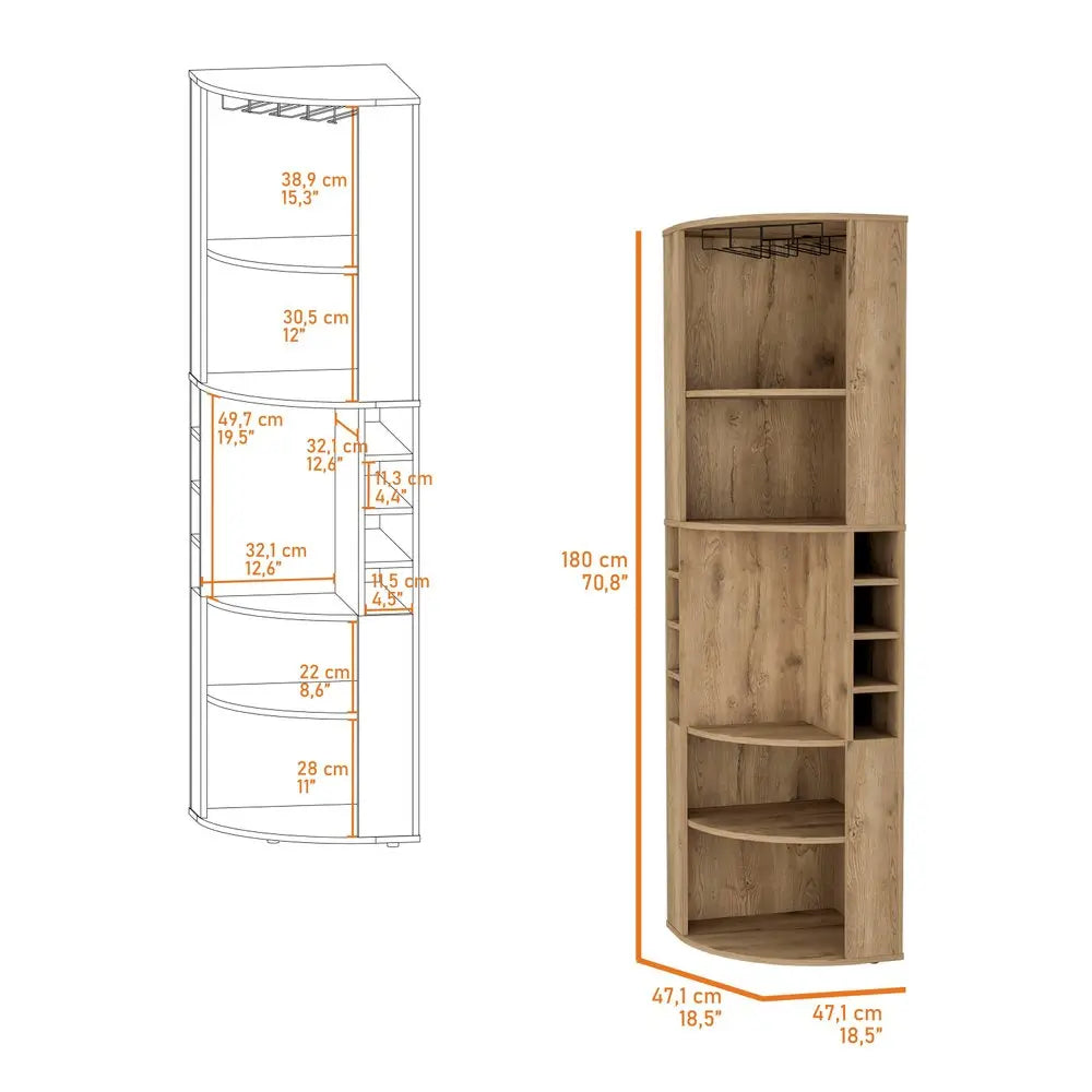 71" Natural Wood Corner Bar Cabinet HomeRoots