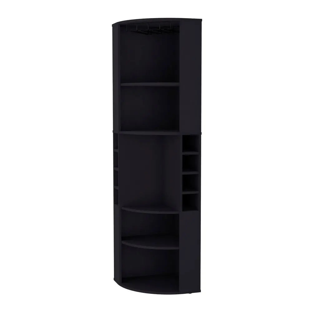 71" Black Wood Corner Bar Cabinet HomeRoots