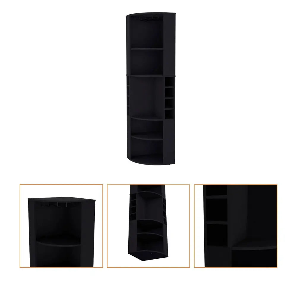 71" Black Wood Corner Bar Cabinet HomeRoots