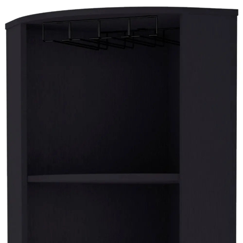 71" Black Wood Corner Bar Cabinet HomeRoots