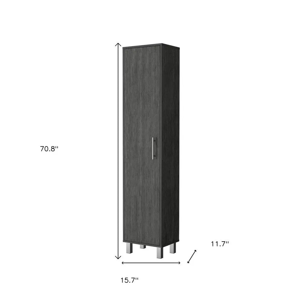 71" Gray Wood Accent Cabinet With Single Door HomeRoots