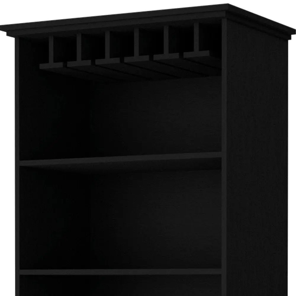 70" Black Wood Bar Cabinet With Two Doors HomeRoots