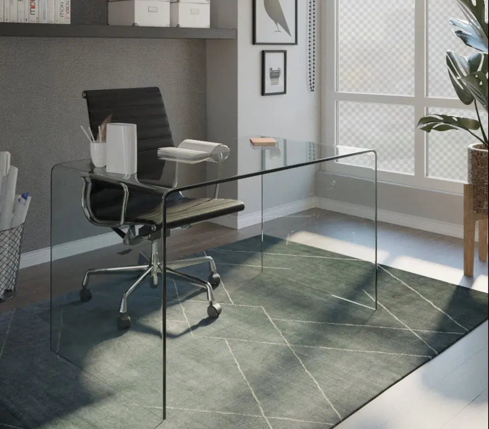 43" Clear Glass Computer Desk HomeRoots