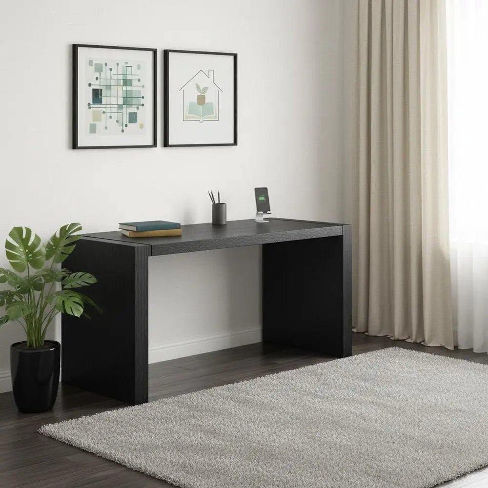 62" Espresso Wood U Shape Computer Desk HomeRoots