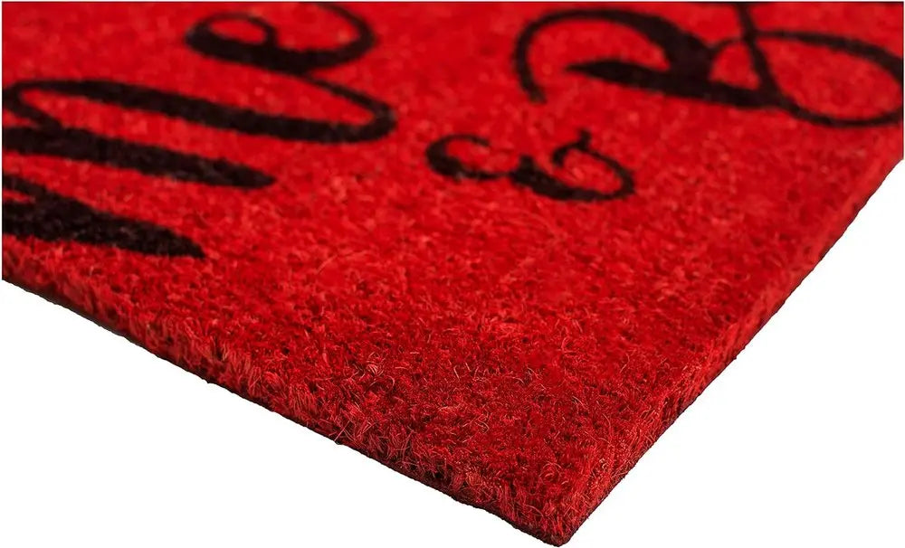 17" X 29" Red and Black Coir Merry and Bright Outdoor Christmas Door Mat HomeRoots