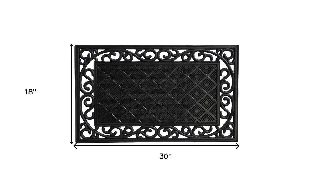 18" X 30" Black Rubber Geometric Outdoor Door Mat HomeRoots