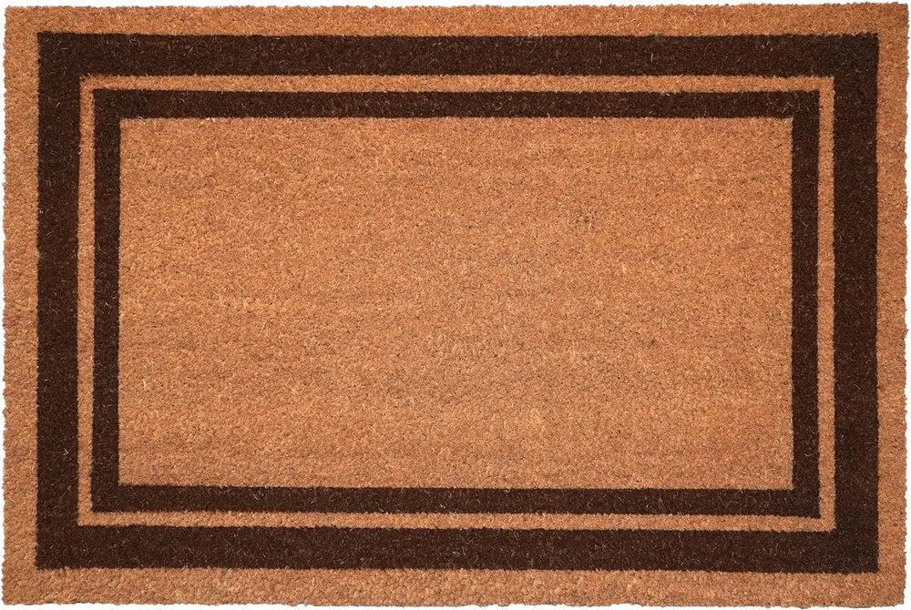 24" X 36" Natural and Black Coir Geometric Outdoor Door Mat HomeRoots