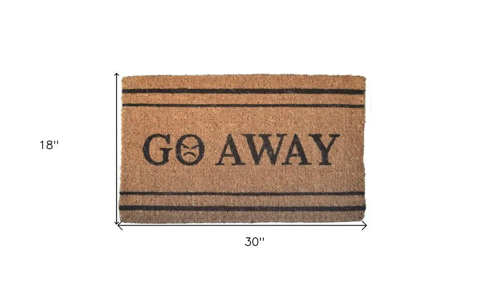 18" X 30" Brown and Black Coir Go Away Outdoor Door Mat