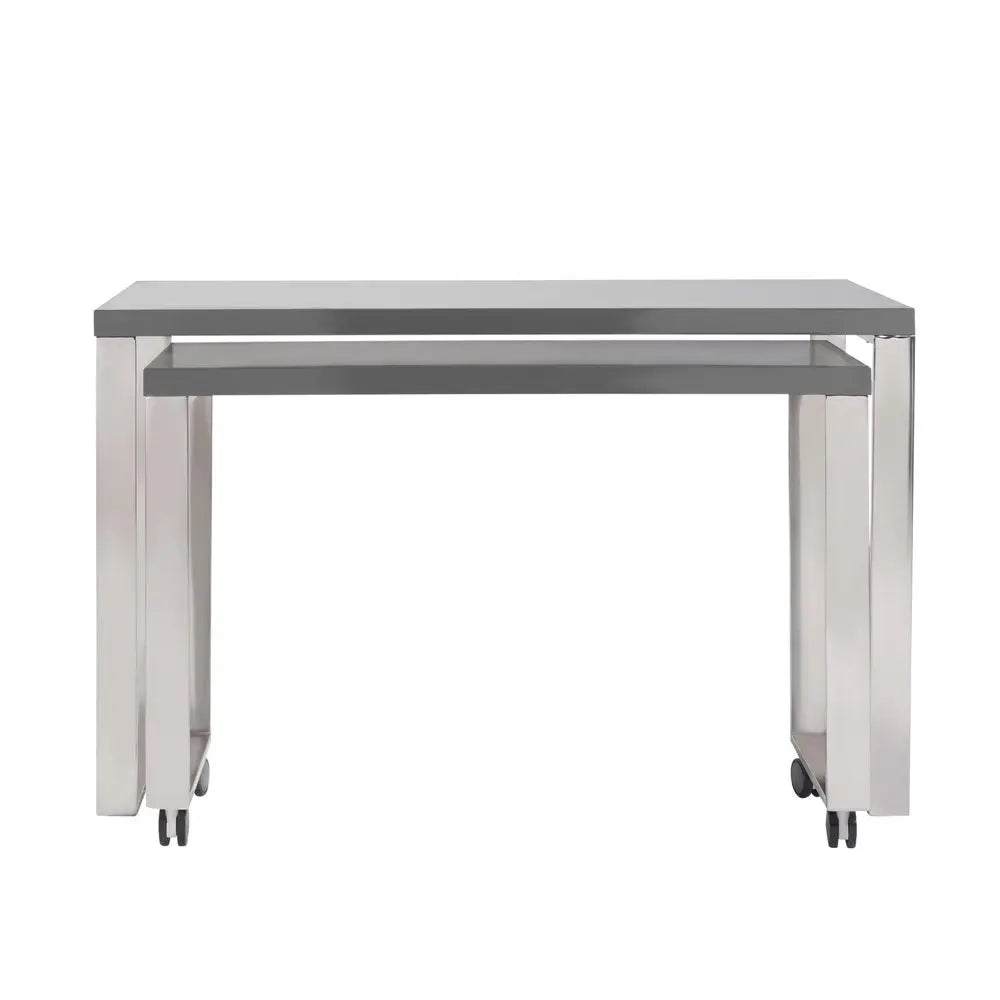 47" Gray and Silver Wood and Stainless Steel Sled Writing Desk HomeRoots