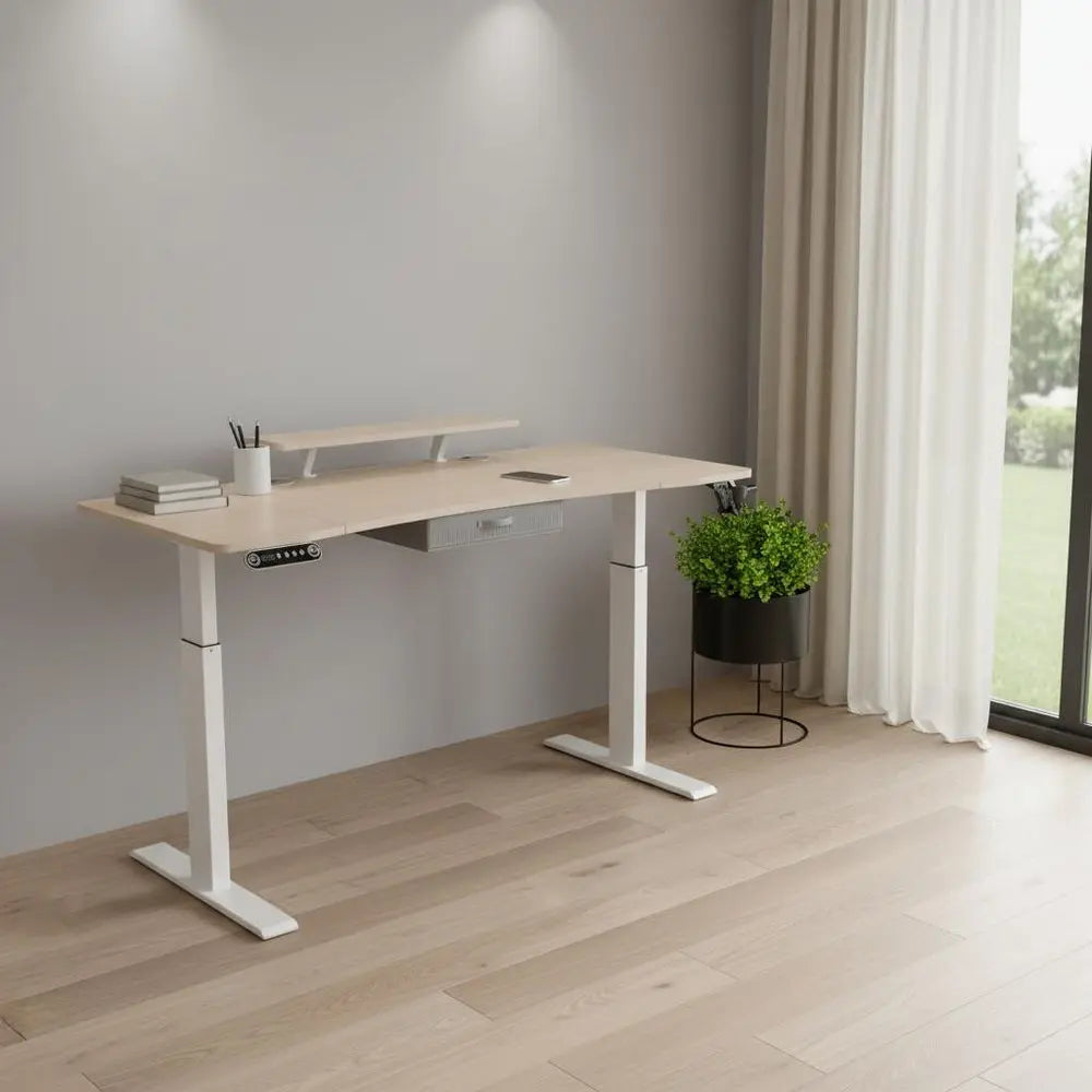 63" Adjustable Beige Standing Desk HomeRoots