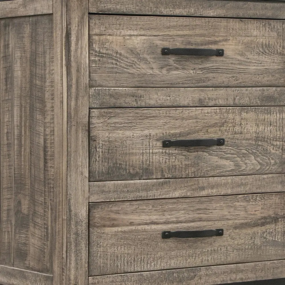 56" Brown Solid Wood Six Drawer Double Dresser - NOBLE HOME INTERIORS