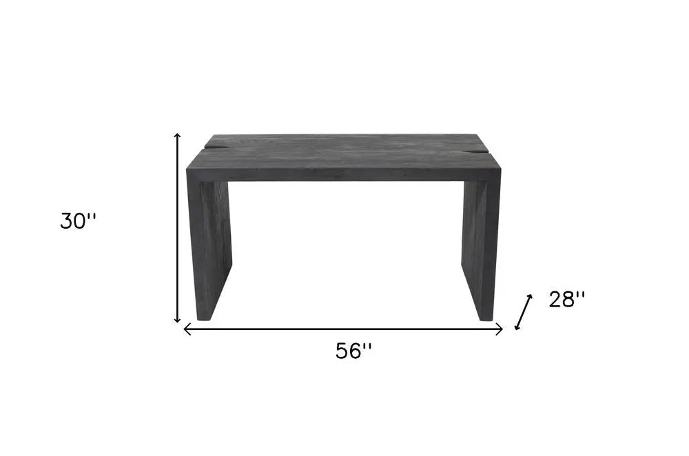 56" Graphite Reclaimed Wood Sled Writing Desk - NOBLE HOME INTERIORS