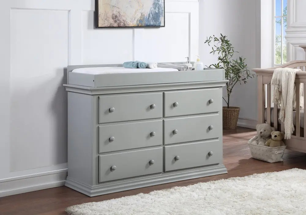 56" Gray Solid and Manufactured Wood Six Drawer Double Dresser - NOBLE HOME INTERIORS