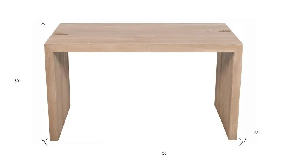 56" Ivory Reclaimed Wood Sled Writing Desk - NOBLE HOME INTERIORS