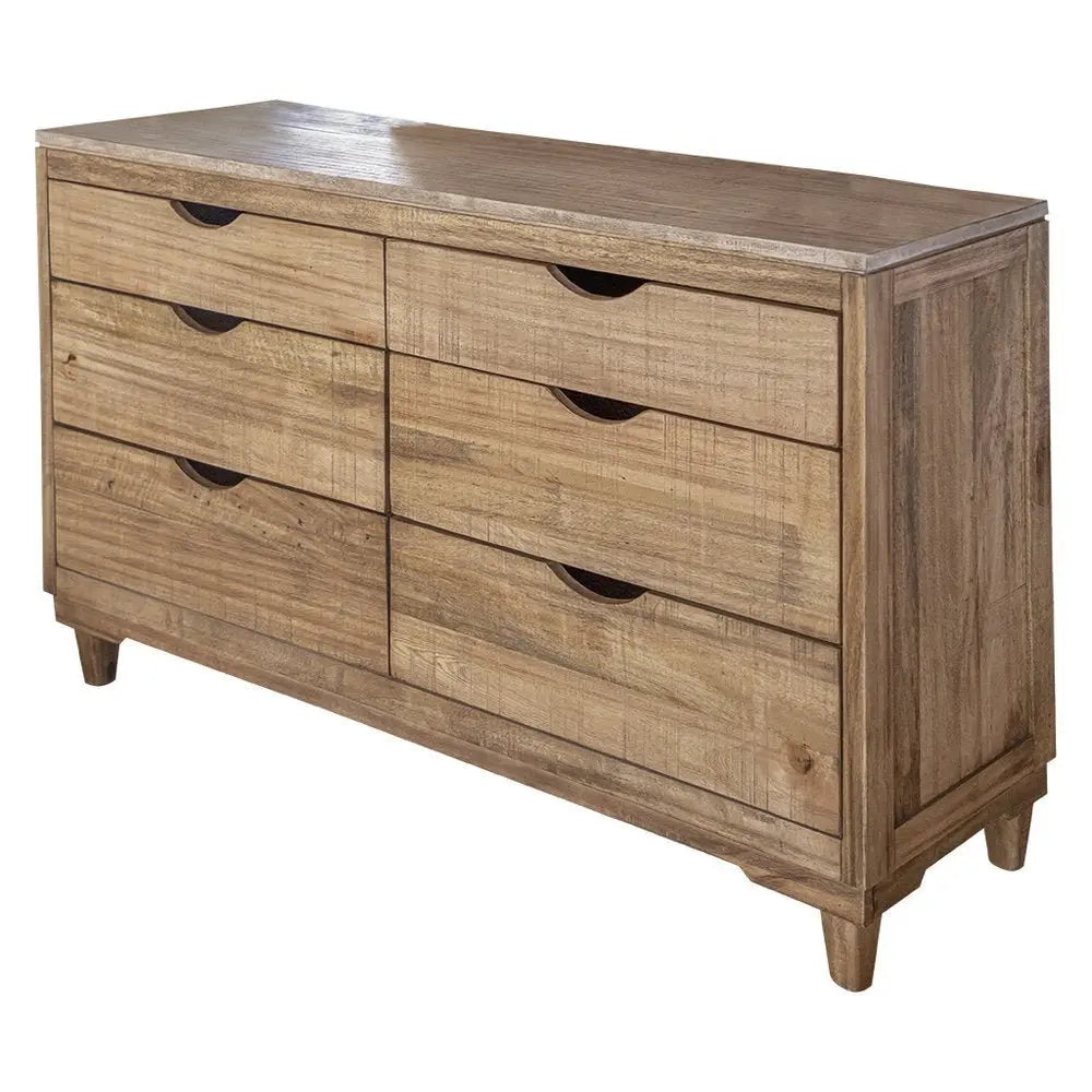 56" Natural Solid Wood Four Drawer Double Dresser - NOBLE HOME INTERIORS