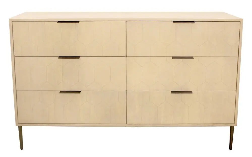 56" Natural Solid Wood Six Drawer Dresser - NOBLE HOME INTERIORS
