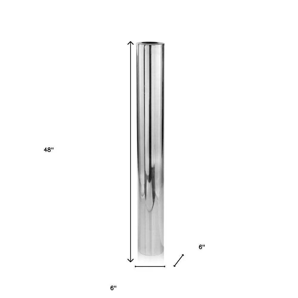 56" Silver Aluminum Cylinder Table Vase - NOBLE HOME INTERIORS