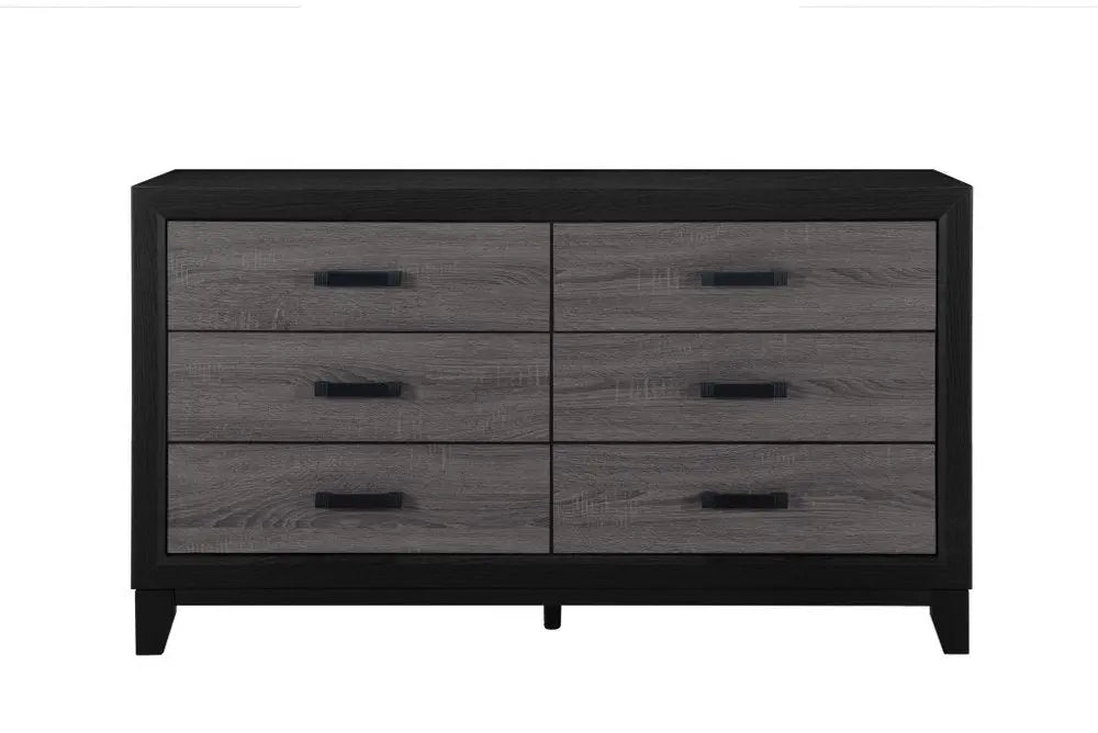 58" Black And Gray Wood Six Drawer Double Dresser HomeRoots