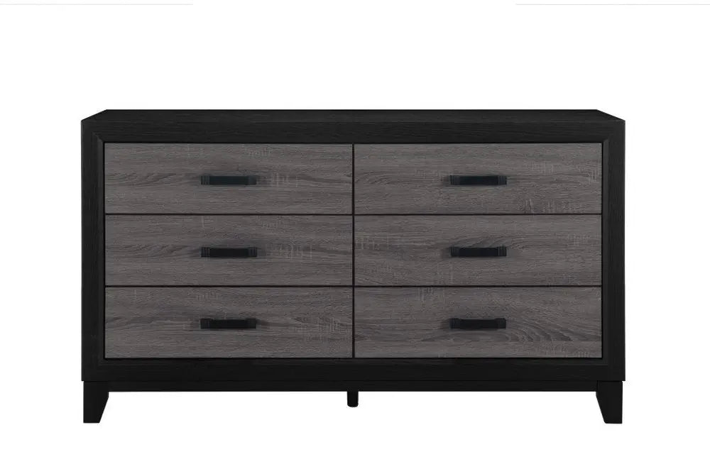 58" Black And Gray Wood Six Drawer Double Dresser HomeRoots