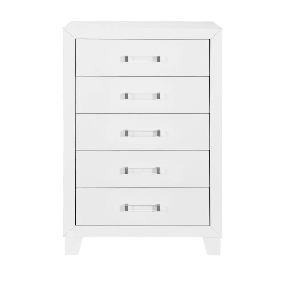 49" White Wood Five Drawer Dresser HomeRoots