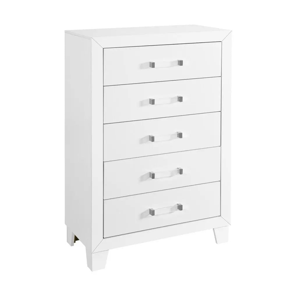 49" White Wood Five Drawer Dresser HomeRoots