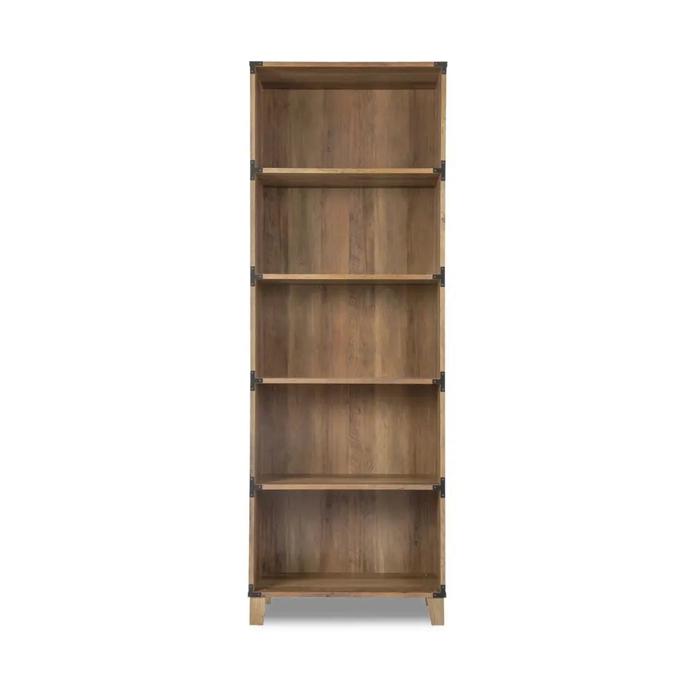 71" Oak Distressed Wood Five Tier Etagere Bookcase HomeRoots