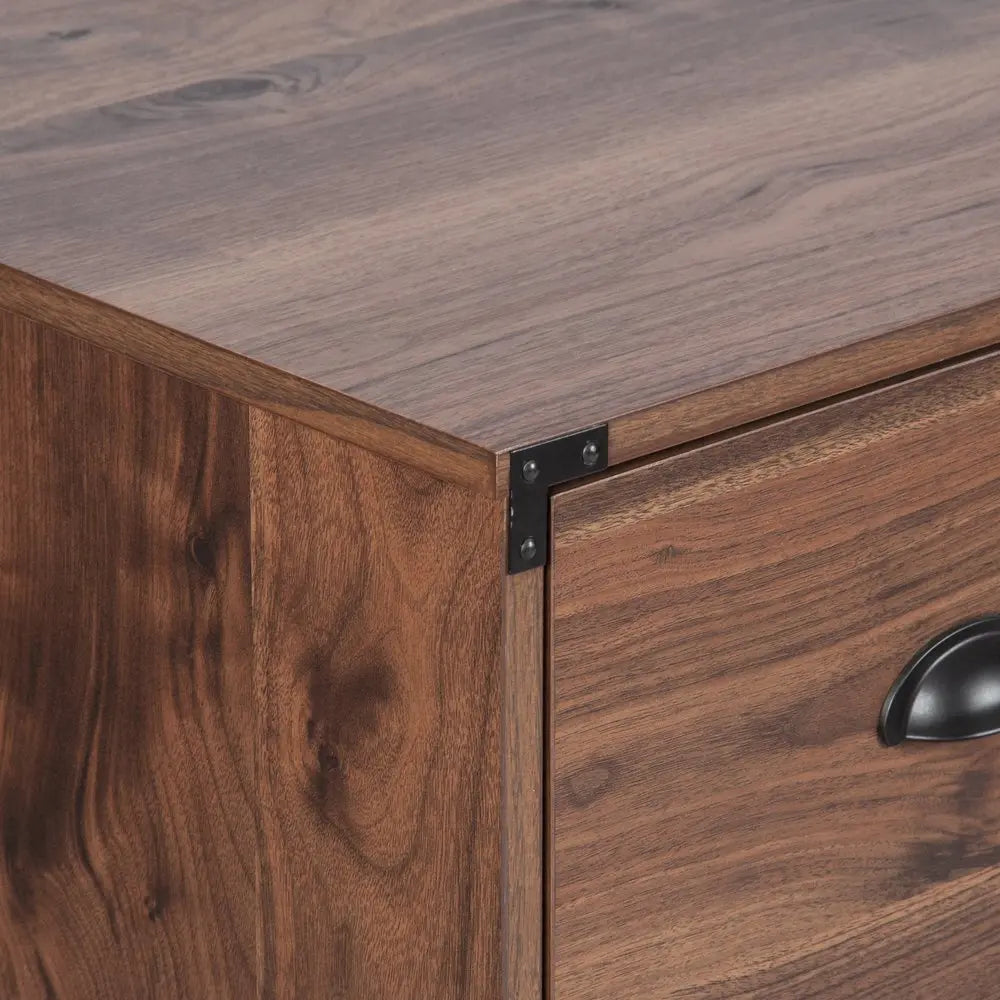 30" Walnut Wood Two Drawers Filing Cabinet HomeRoots