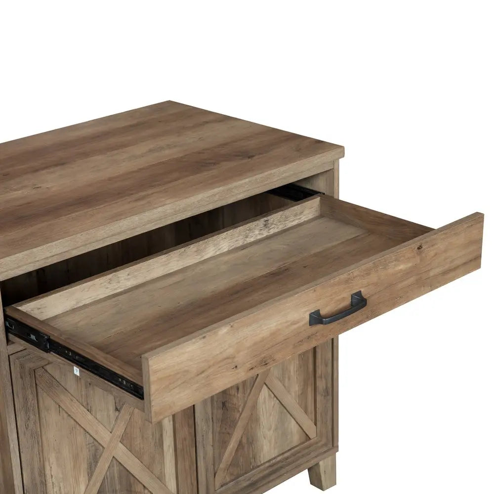 30" Oak Wood Drawer Filing Cabinet HomeRoots