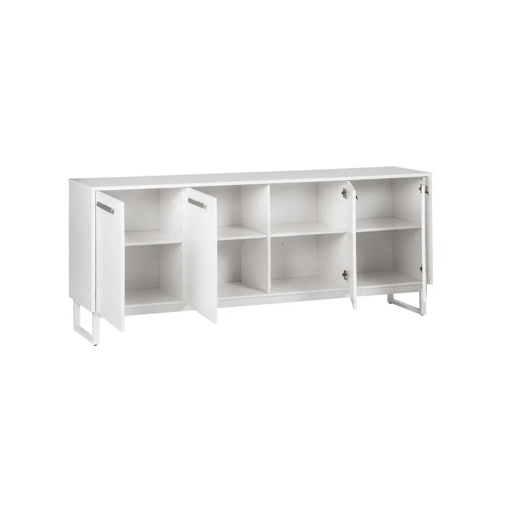 75" White Wood Console Accent Cabinet With Four Doors HomeRoots