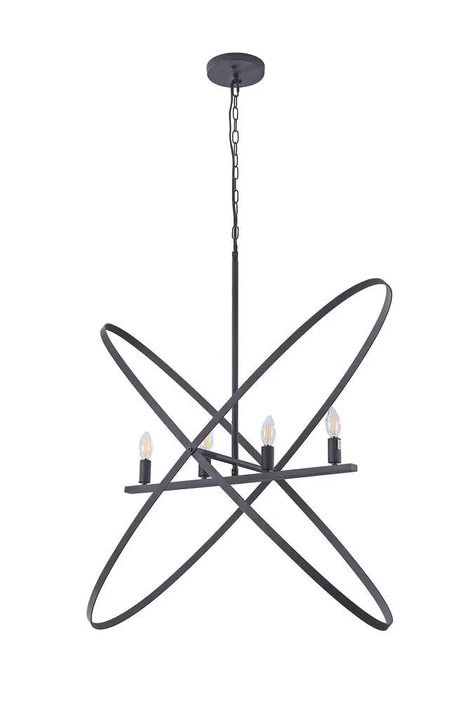 Black Unique Statement Four Light Metal Chandelier HomeRoots