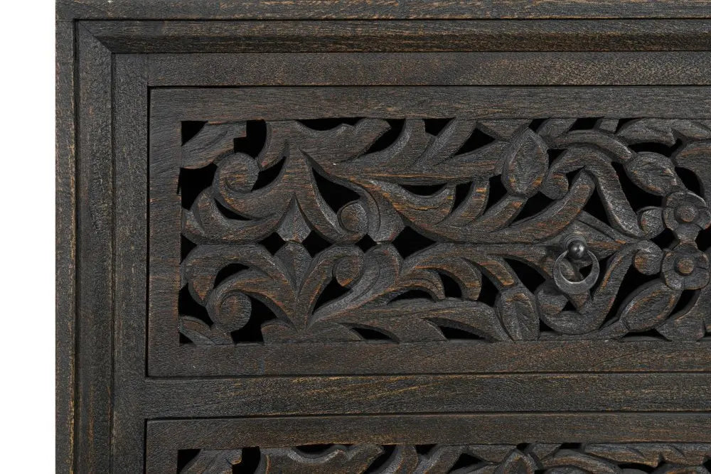 57" Black Solid Wood Six Drawer Dresser - NOBLE HOME INTERIORS