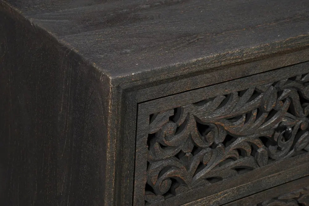 57" Black Solid Wood Six Drawer Dresser - NOBLE HOME INTERIORS