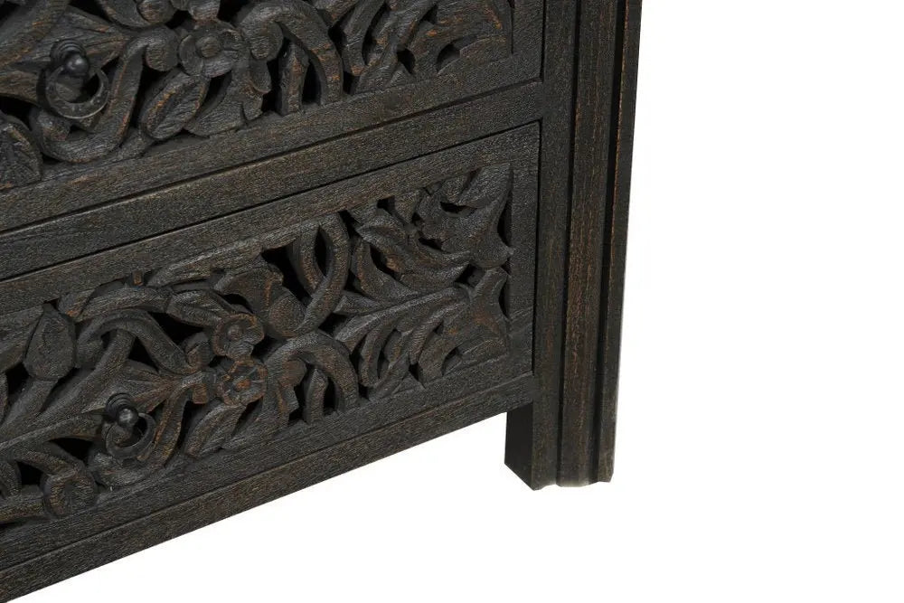 57" Black Solid Wood Six Drawer Dresser - NOBLE HOME INTERIORS