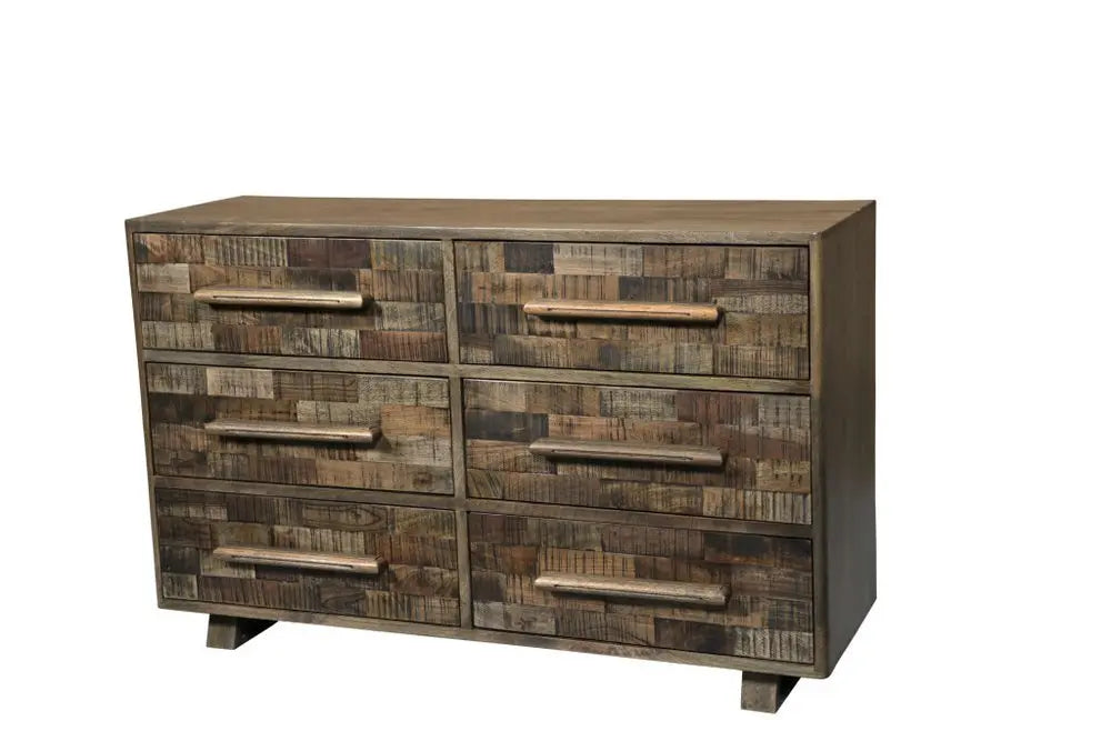 57" Brown Solid Wood Six Drawer Dresser - NOBLE HOME INTERIORS