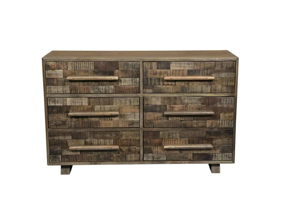57" Brown Solid Wood Six Drawer Dresser - NOBLE HOME INTERIORS
