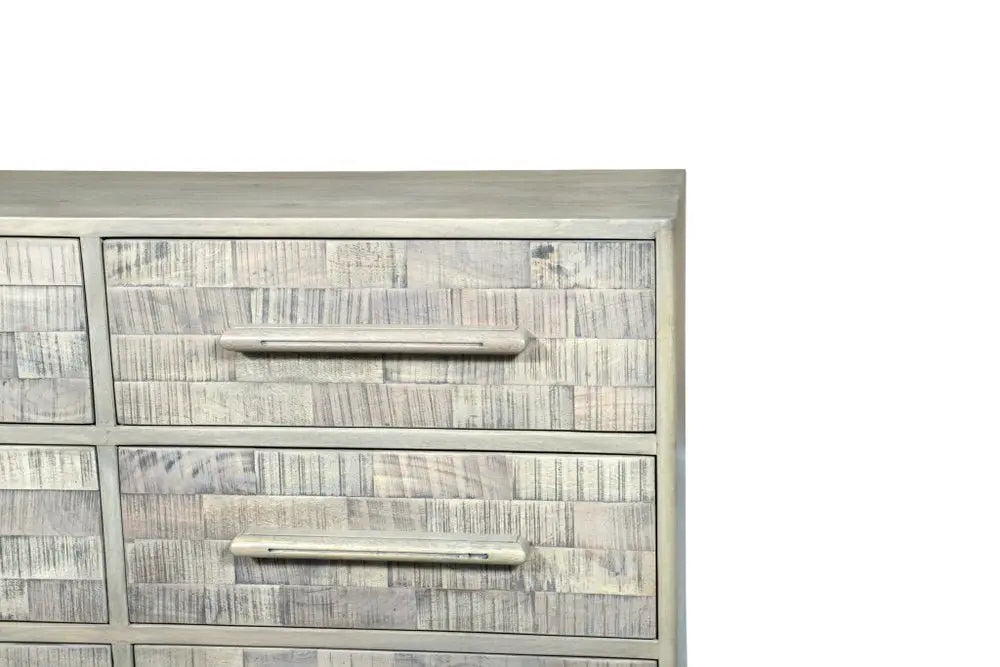 57" Gray Solid Wood Six Drawer Dresser - NOBLE HOME INTERIORS