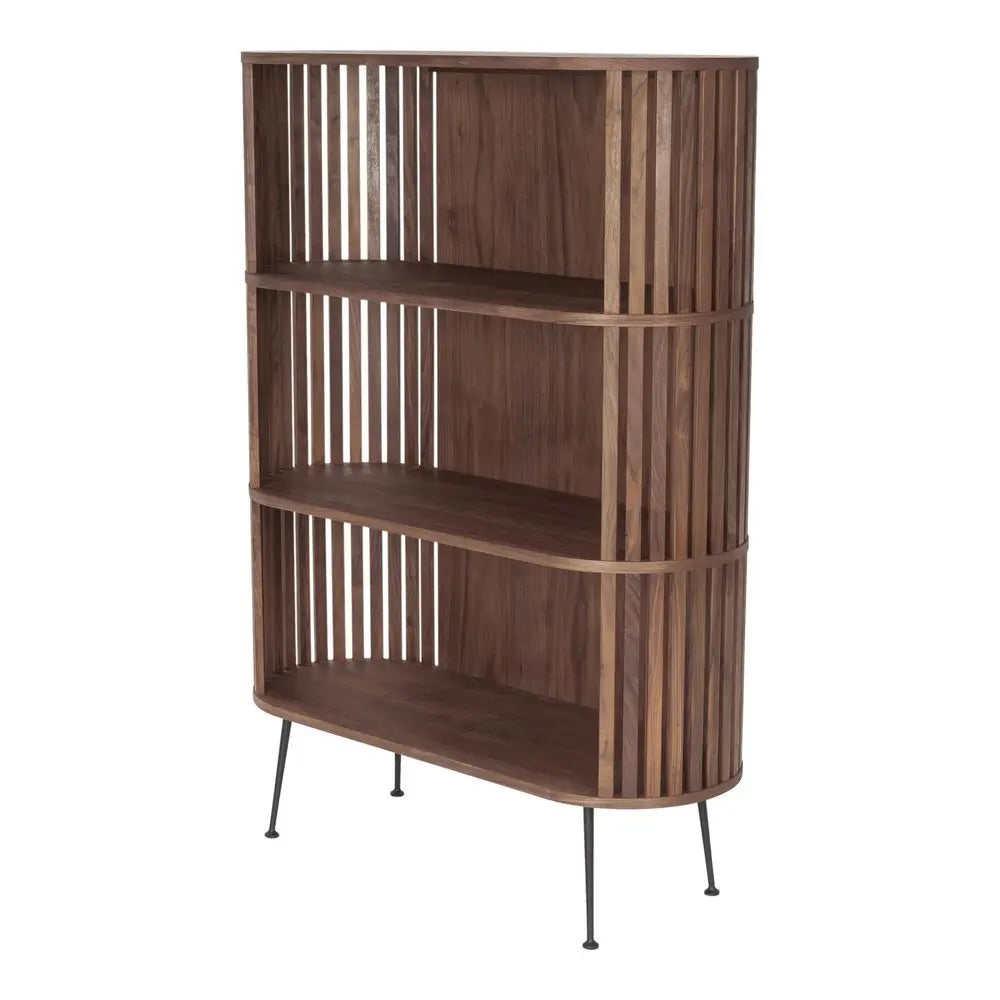 57" Natural and Brown Wood Three Tier Bookcase - NOBLE HOME INTERIORS