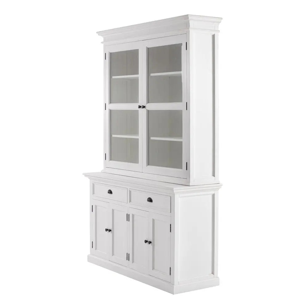 57" White Solid Wood Frame Dining Hutch With Twelve Shelves And Two Drawers - NOBLE HOME INTERIORS