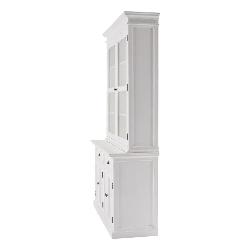 57" White Solid Wood Frame Dining Hutch With Twelve Shelves And Two Drawers - NOBLE HOME INTERIORS