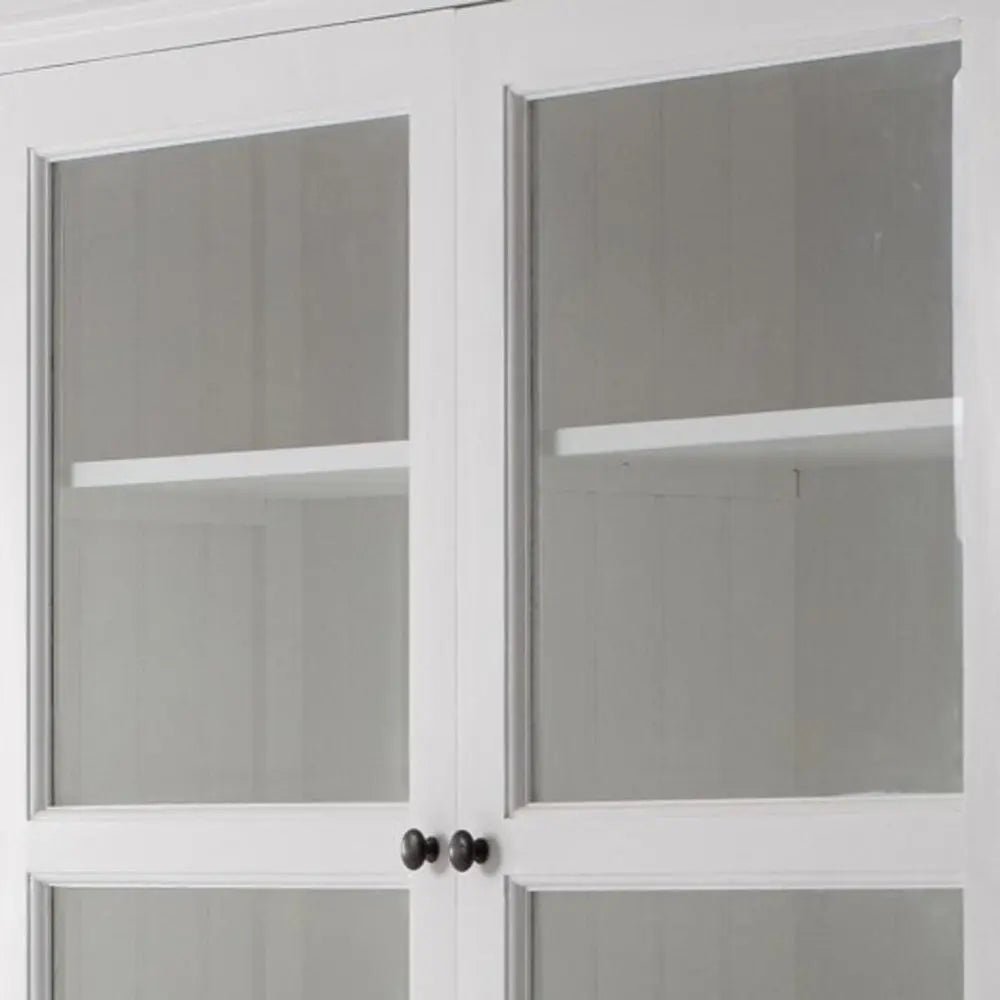 57" White Solid Wood Frame Dining Hutch With Twelve Shelves And Two Drawers - NOBLE HOME INTERIORS