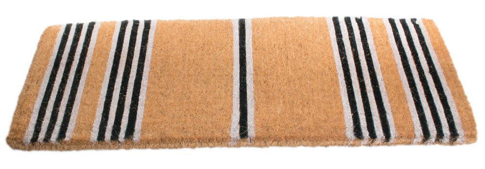 18" X 30" Brown and Black Coir Striped Outdoor Door Mat